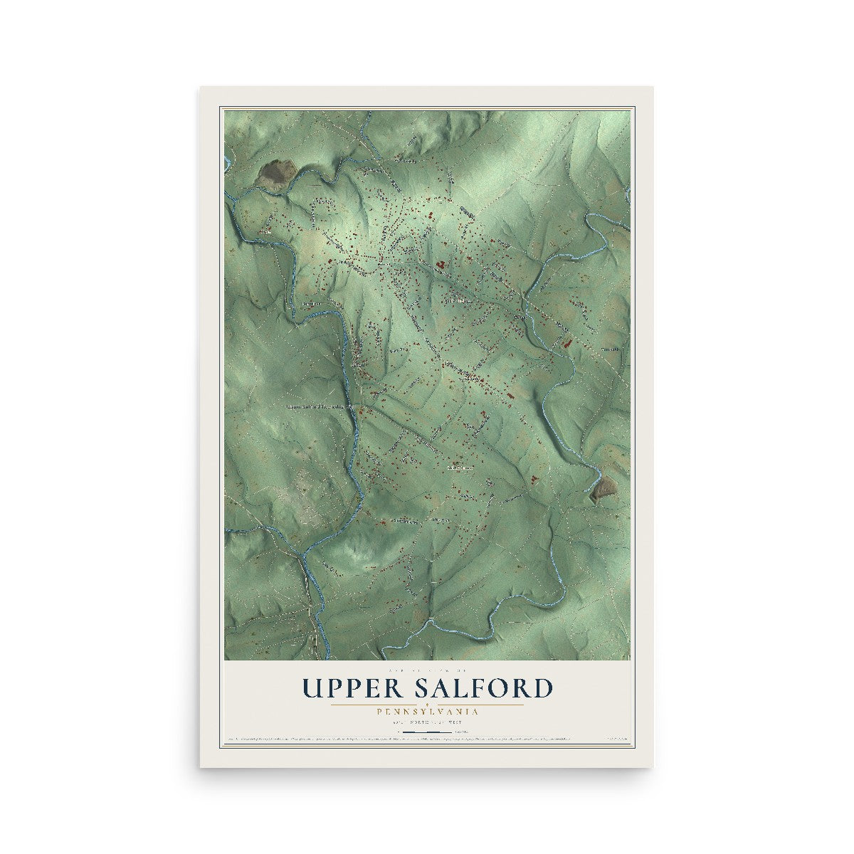Map of Upper Salford, Pennsylvania, 12 x 18 inch unframed archival matte print