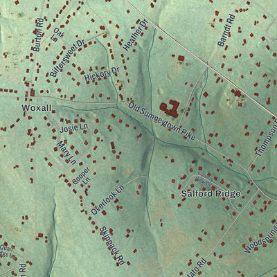Close-up of the map of Upper Salford, Pennsylvania print showing street and building detail
