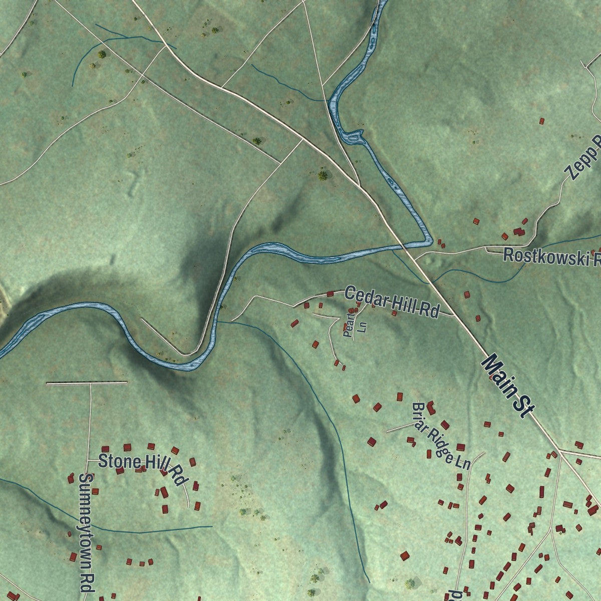 Second close-up of the map of Upper Salford, Pennsylvania print showing more streets and buildings