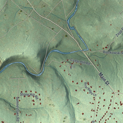 Second close-up of the map of Upper Salford, Pennsylvania print showing more streets and buildings