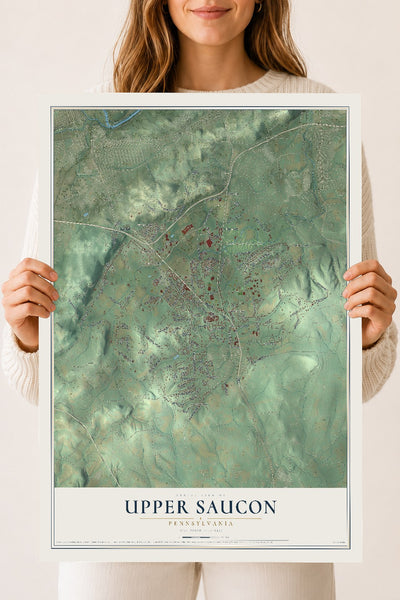 Map of Upper Saucon, Pennsylvania, 18 x 24 inch unframed archival matte print