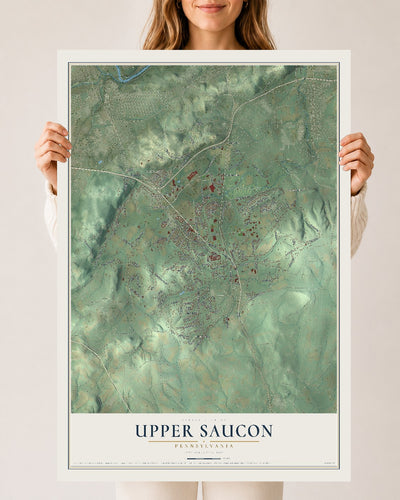 Map of Upper Saucon, Pennsylvania, 24 x 36 inch unframed archival matte print