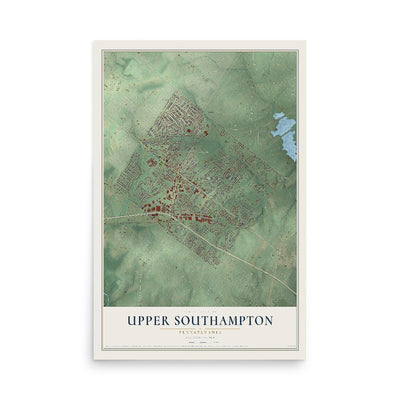 Map of Upper Southampton, Pennsylvania, 12 x 18 inch unframed archival matte print