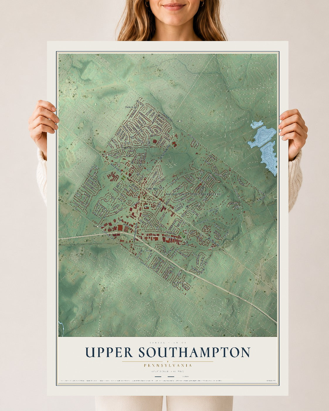 Map of Upper Southampton, Pennsylvania, 24 x 36 inch unframed archival matte print