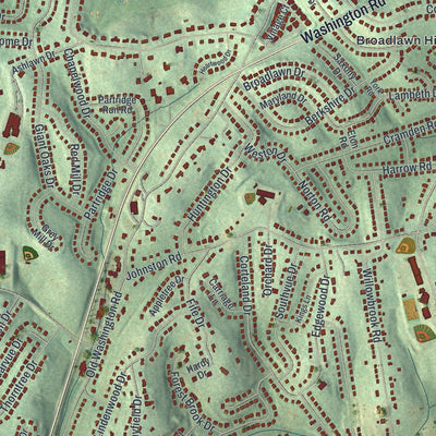 Close-up of the map of Upper St. Clair, Pennsylvania print showing street and building detail