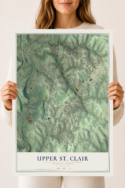 Map of Upper St. Clair, Pennsylvania, 18 x 24 inch unframed archival matte print