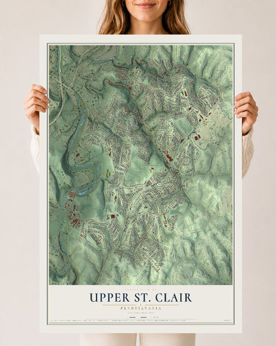 Map of Upper St. Clair, Pennsylvania, 24 x 36 inch unframed archival matte print