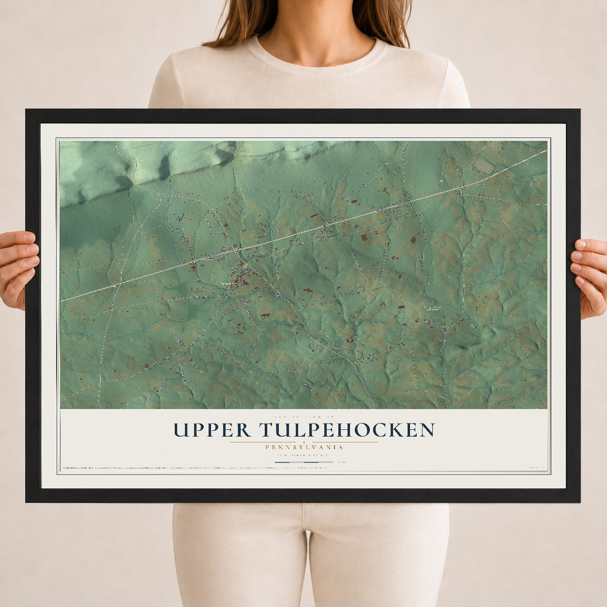 Map of Upper Tulpehocken, Pennsylvania, 18 x 24 inch print in a black wood frame