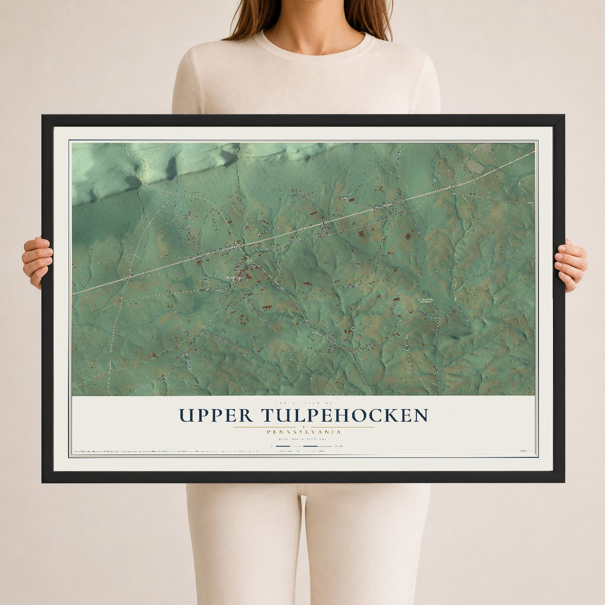 Map of Upper Tulpehocken, Pennsylvania, 24 x 36 inch print in a black wood frame