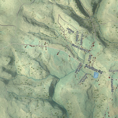 Close-up of the map of Upper Turkeyfoot, Pennsylvania print showing street and building detail