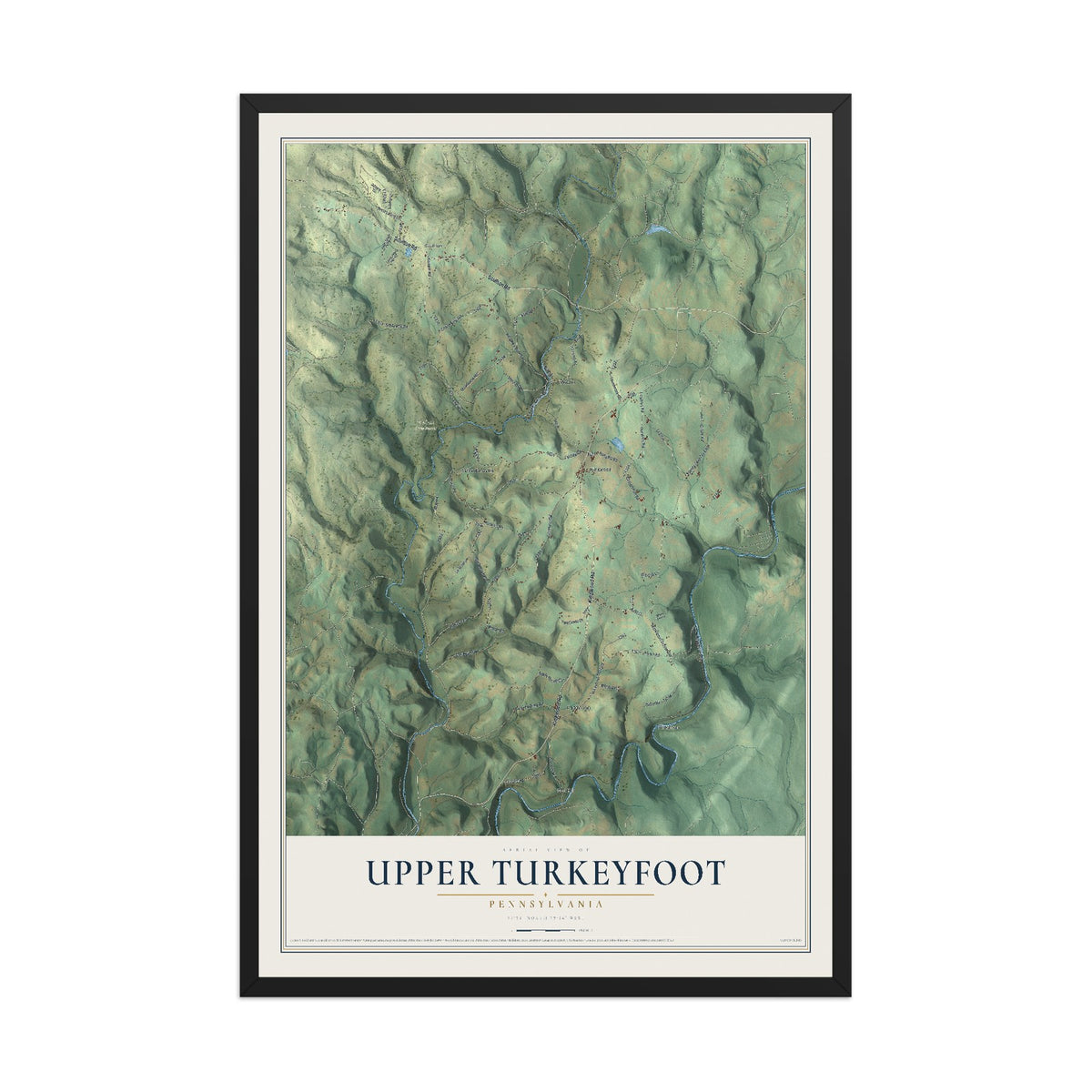 Map of Upper Turkeyfoot, Pennsylvania, 12 x 18 inch print in a black wood frame