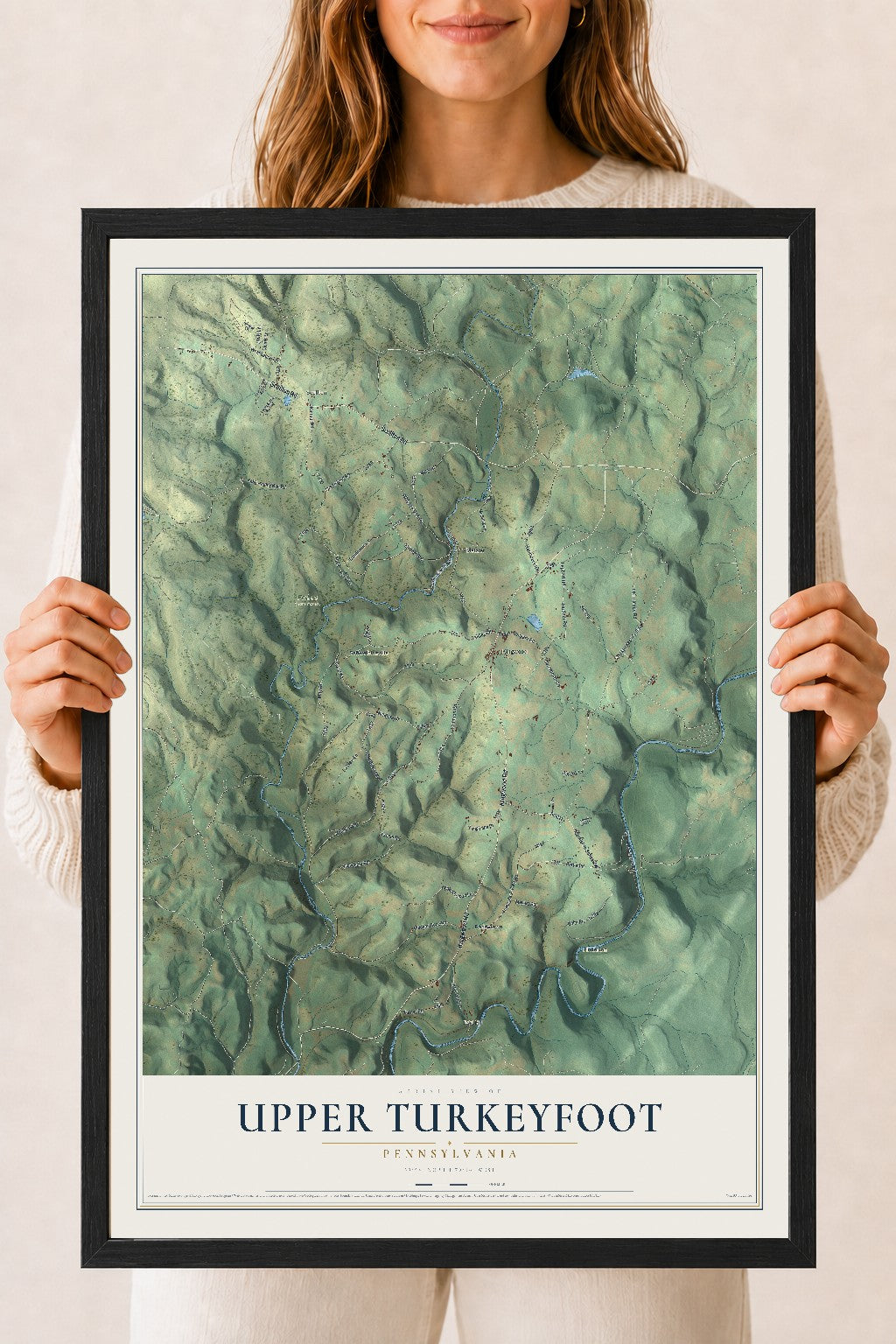 Map of Upper Turkeyfoot, Pennsylvania, 18 x 24 inch print in a black wood frame