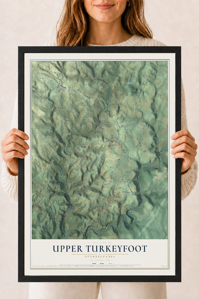 Map of Upper Turkeyfoot, Pennsylvania, 18 x 24 inch print in a black wood frame