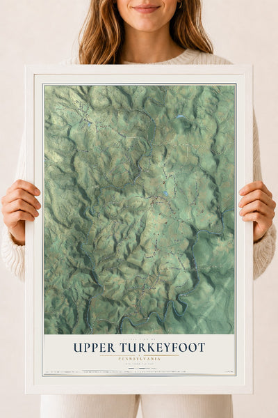 Map of Upper Turkeyfoot, Pennsylvania, 18 x 24 inch print in a white wood frame