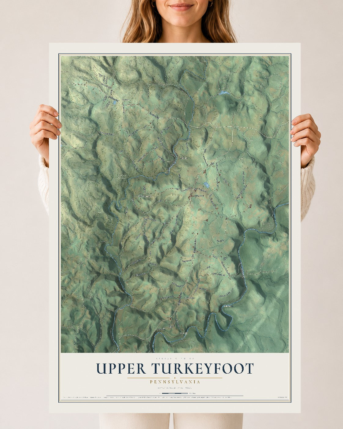 Map of Upper Turkeyfoot, Pennsylvania, 24 x 36 inch unframed archival matte print