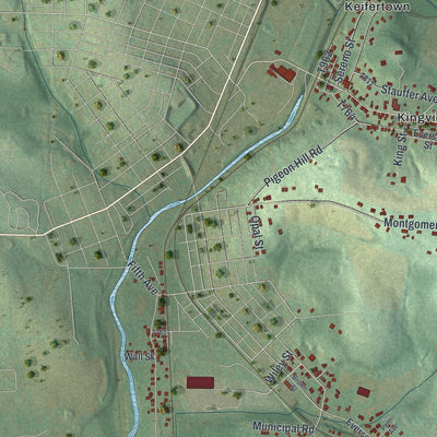 Close-up of the map of Upper Tyrone, Pennsylvania print showing street and building detail