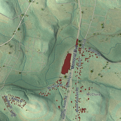 Second close-up of the map of Upper Tyrone, Pennsylvania print showing more streets and buildings