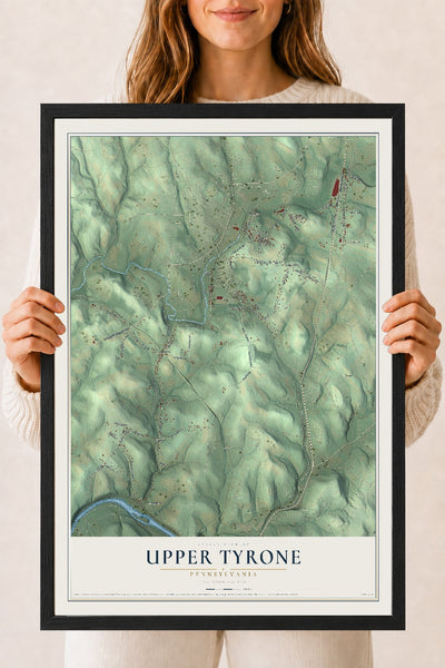 Map of Upper Tyrone, Pennsylvania, 18 x 24 inch print in a black wood frame