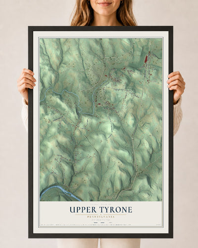 Map of Upper Tyrone, Pennsylvania, 24 x 36 inch print in a black wood frame