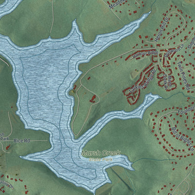 Second close-up of the map of Upper Uwchlan, Pennsylvania print showing more streets and buildings