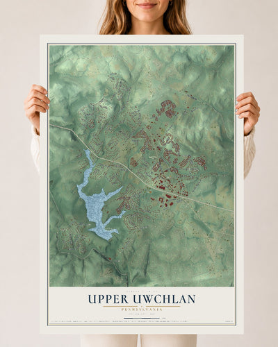 Map of Upper Uwchlan, Pennsylvania, 24 x 36 inch unframed archival matte print