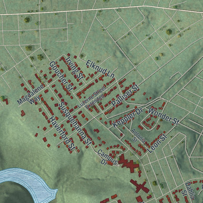 Second close-up of the map of Upper Yoder, Pennsylvania print showing more streets and buildings