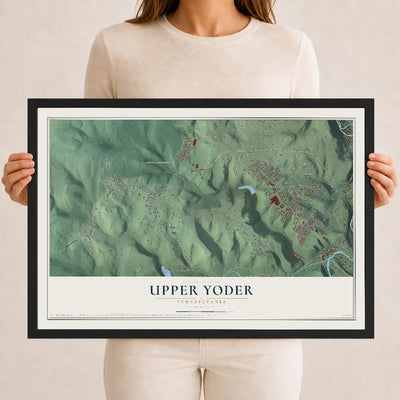 Map of Upper Yoder, Pennsylvania, 12 x 18 inch print in a black wood frame