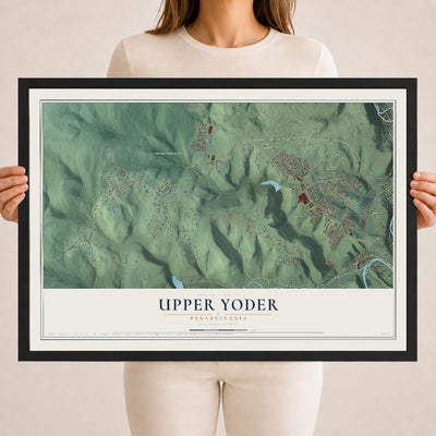 Map of Upper Yoder, Pennsylvania, 18 x 24 inch print in a black wood frame