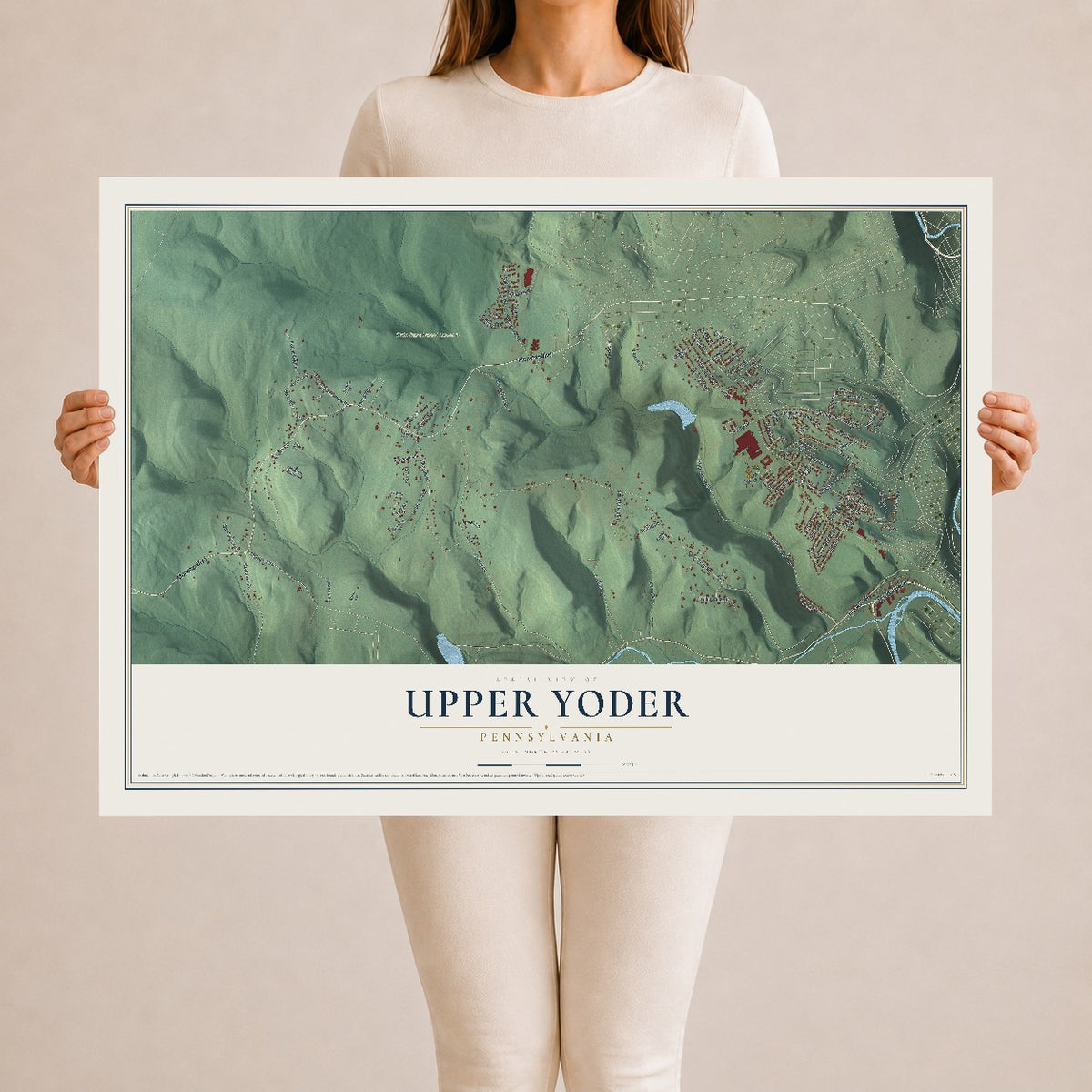 Map of Upper Yoder, Pennsylvania, 24 x 36 inch unframed archival matte print