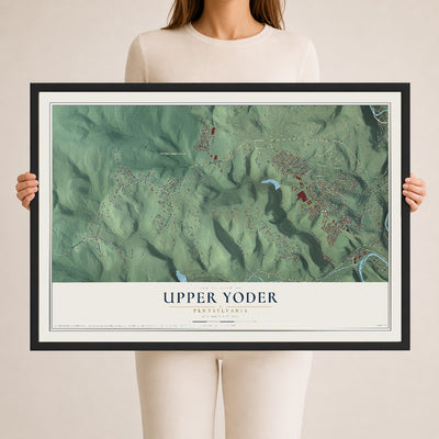 Map of Upper Yoder, Pennsylvania, 24 x 36 inch print in a black wood frame