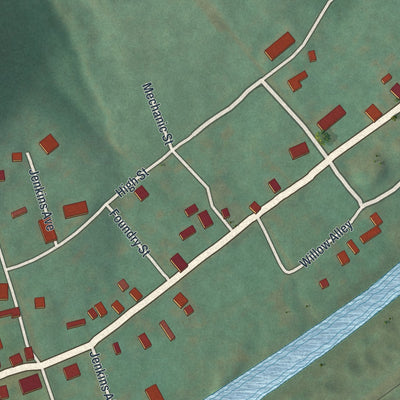 Close-up of the map of Ursina, Pennsylvania print showing street and building detail