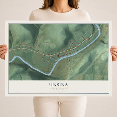Map of Ursina, Pennsylvania, 18 x 24 inch unframed archival matte print