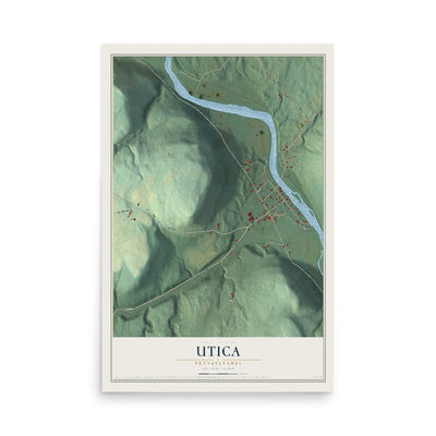 Map of Utica, Pennsylvania, 12 x 18 inch unframed archival matte print