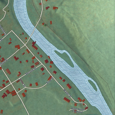 Close-up of the map of Utica, Pennsylvania print showing street and building detail