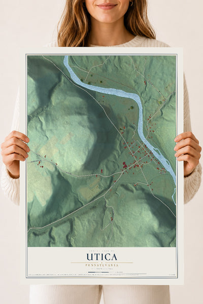 Map of Utica, Pennsylvania, 18 x 24 inch unframed archival matte print
