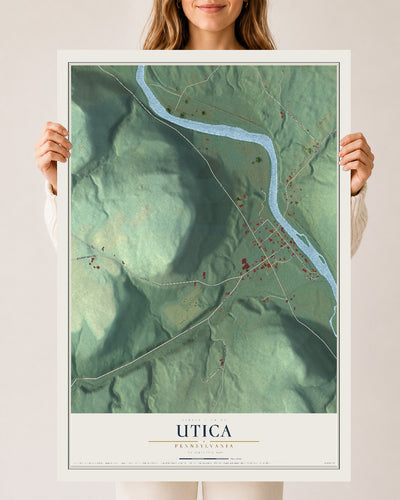 Map of Utica, Pennsylvania, 24 x 36 inch unframed archival matte print