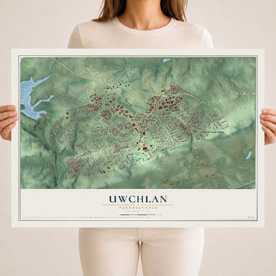 Map of Uwchlan, Pennsylvania, 18 x 24 inch unframed archival matte print