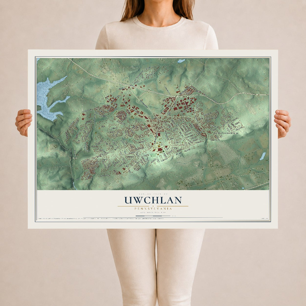 Map of Uwchlan, Pennsylvania, 24 x 36 inch unframed archival matte print