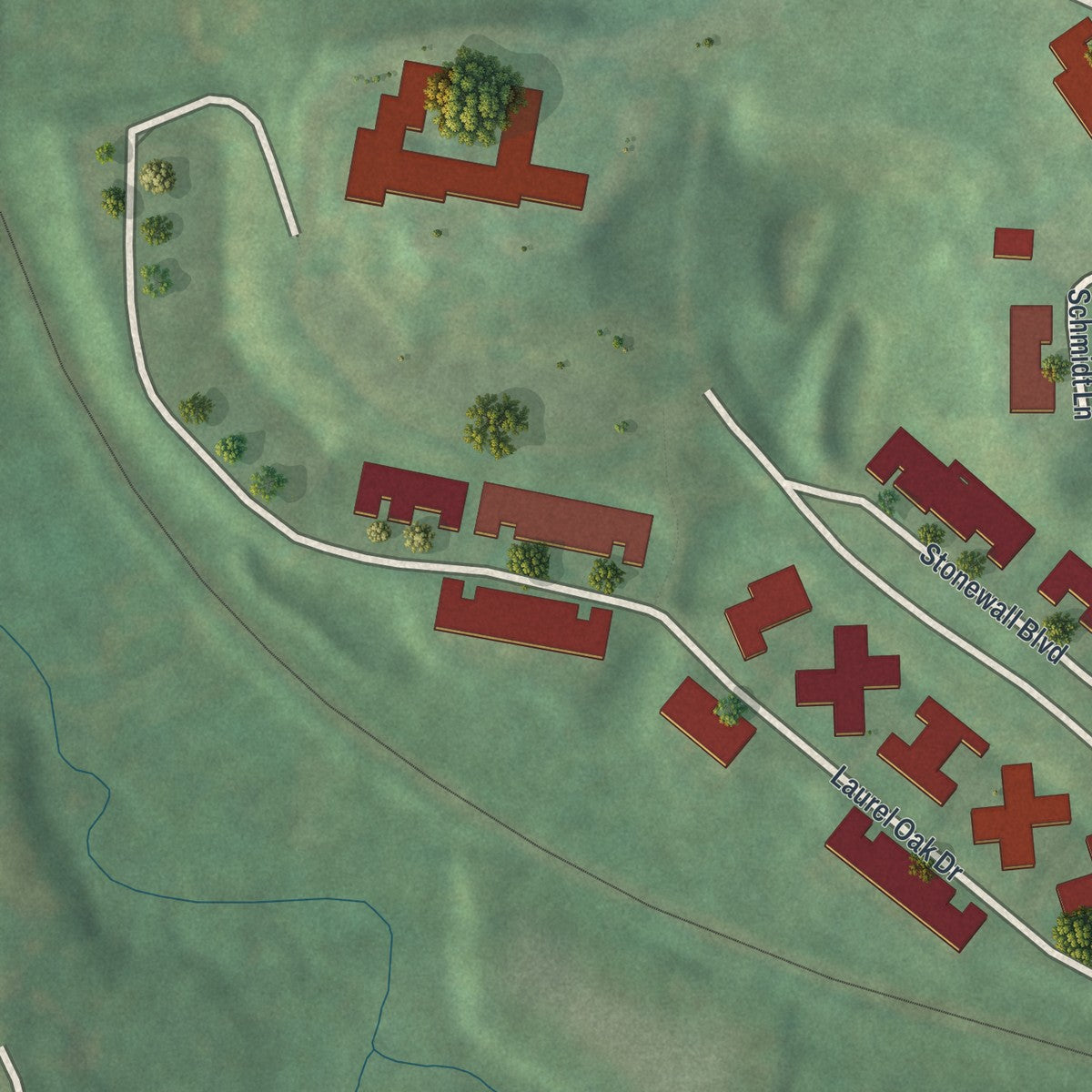 Second close-up of the map of Valencia, Pennsylvania print showing more streets and buildings