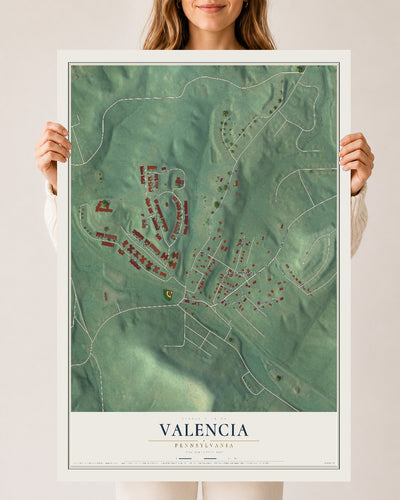 Map of Valencia, Pennsylvania, 24 x 36 inch unframed archival matte print
