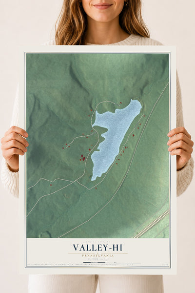 Map of Valley-Hi, Pennsylvania, 18 x 24 inch unframed archival matte print