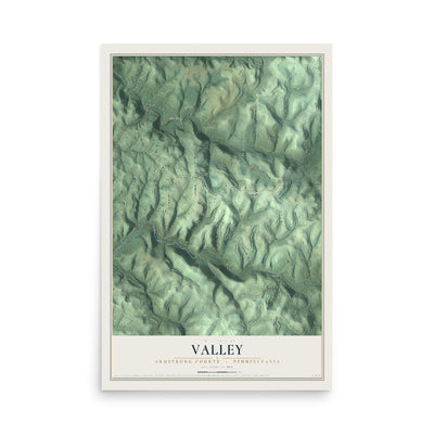 Map of Valley, Armstrong County, Pennsylvania, 12 x 18 inch unframed archival matte print