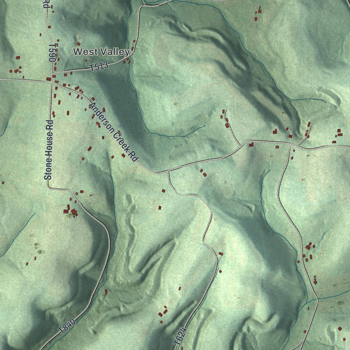 Close-up of the map of Valley, Armstrong County, Pennsylvania print showing street and building detail