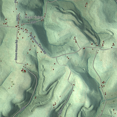 Close-up of the map of Valley, Armstrong County, Pennsylvania print showing street and building detail
