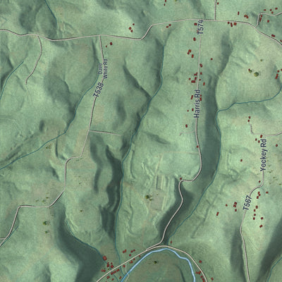 Second close-up of the map of Valley, Armstrong County, Pennsylvania print showing more streets and buildings