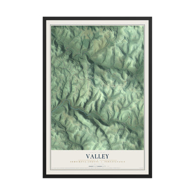 Map of Valley, Armstrong County, Pennsylvania, 12 x 18 inch print in a black wood frame