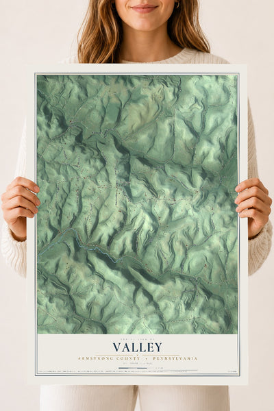 Map of Valley, Armstrong County, Pennsylvania, 18 x 24 inch unframed archival matte print