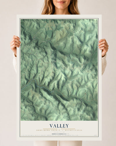 Map of Valley, Armstrong County, Pennsylvania, 24 x 36 inch unframed archival matte print