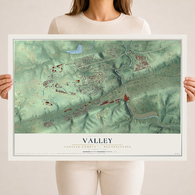 Map of Valley, Chester County, Pennsylvania, 18 x 24 inch unframed archival matte print