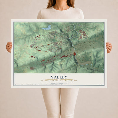 Map of Valley, Chester County, Pennsylvania, 24 x 36 inch unframed archival matte print